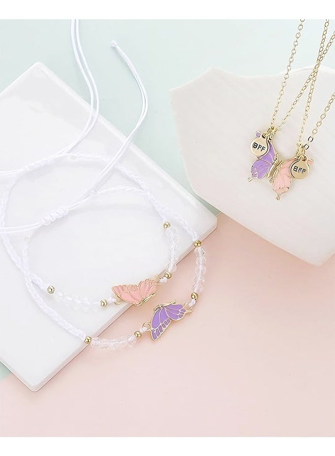BFF Necklace and Bracelets for 2 Butterfly Friendship Necklace Bracelet Best Friend Necklace Matching Necklace Bracelets Gifts for Birthdays & Special Occasions - Image 5